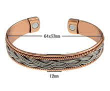 A 12mm width copper bangle with two healing magnets